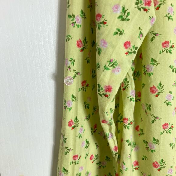 NWOT VICTORIAS SECRET Pajama Shirt Dress L Floral Green Roll Tab Long Sleeve - Picture 5 of 9